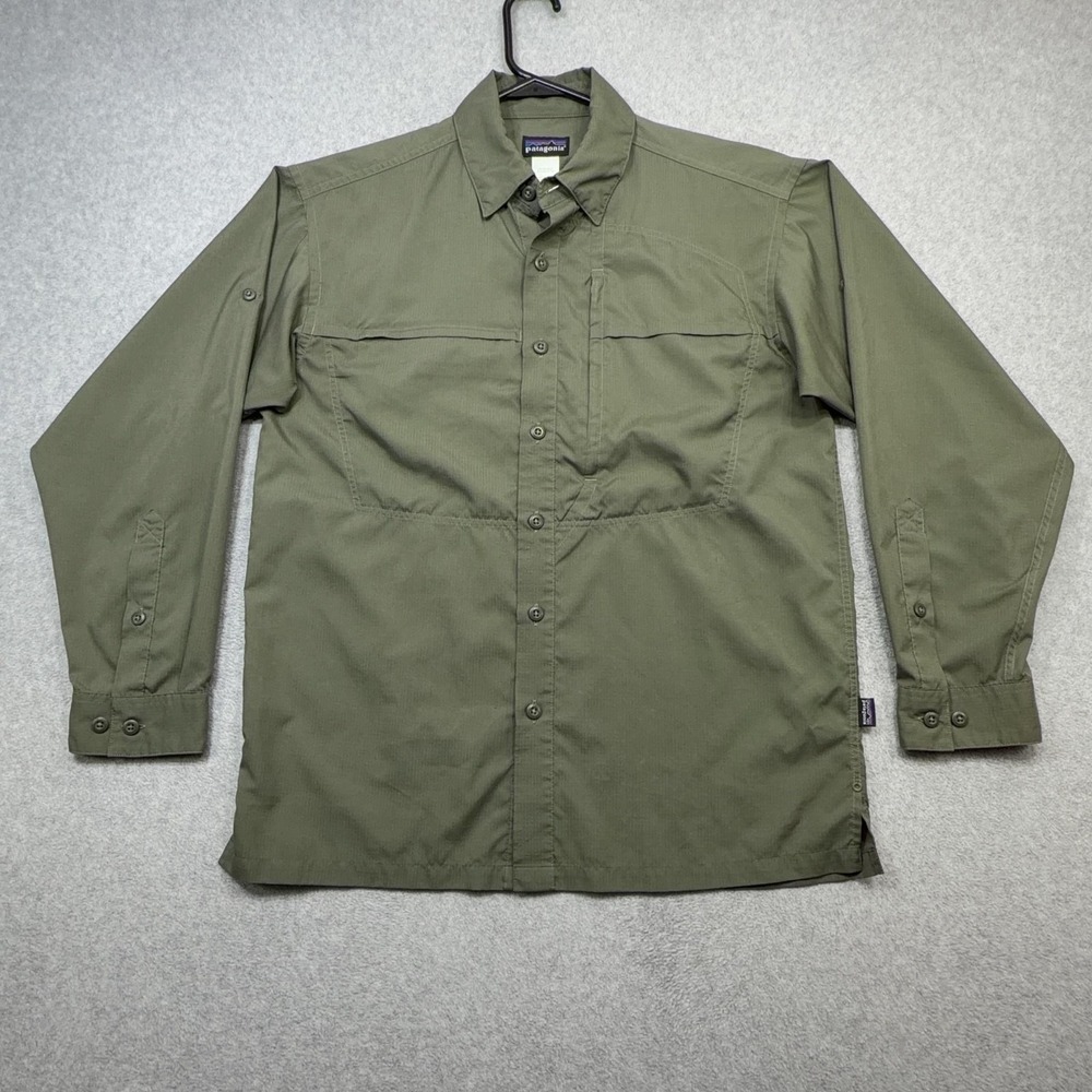 Patagonia Sol Patrol Shirt Mens Small Green Long Sleeve Button Fishing Outdoor